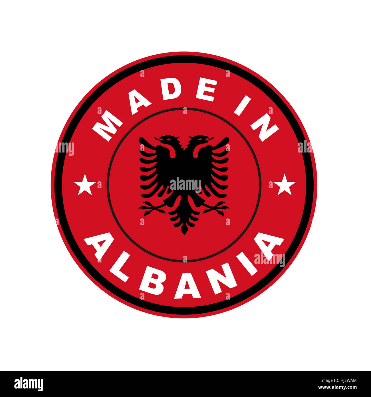 Flagge, in Albanien, Label, Land, Zeichen, Stempel, Piktogramm, Symbol, Stockfoto