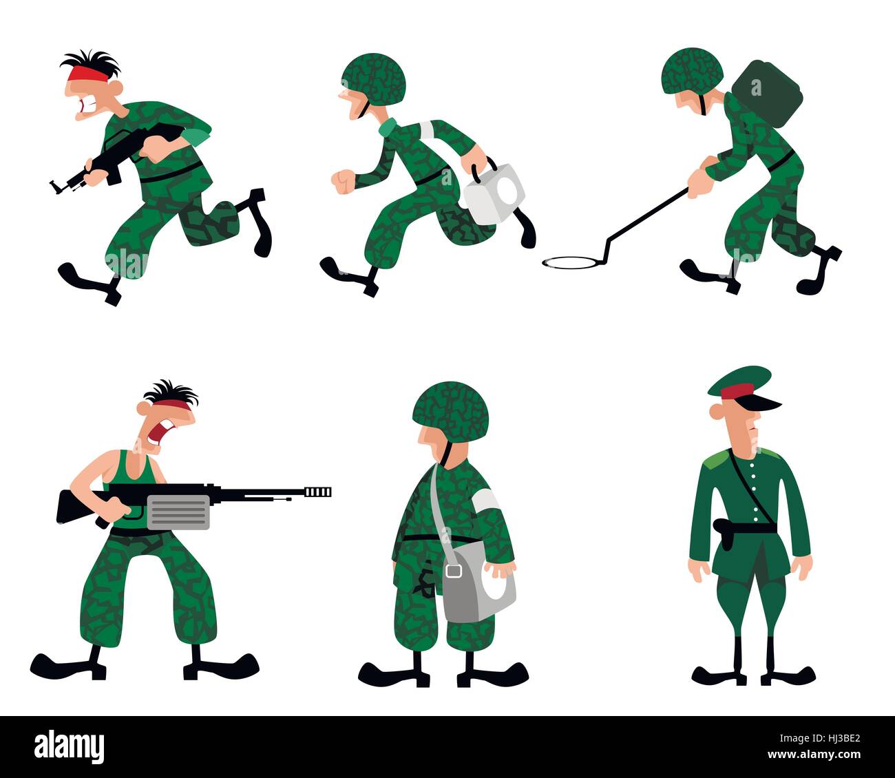 Vektor-Illustration ein sechs Mann des Militärs Stock Vektor