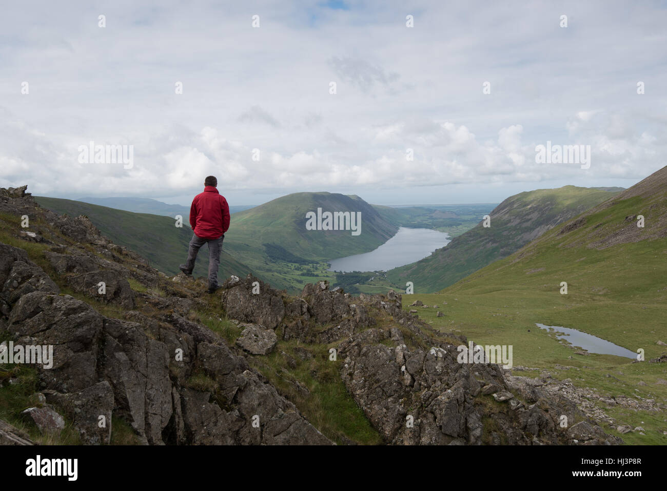 Walker Hill mit Blick auf die Aussicht vom großen Giebel Wasdale Head und Wast Wasser in den Lake District National Park, Cumbria. Stockfoto