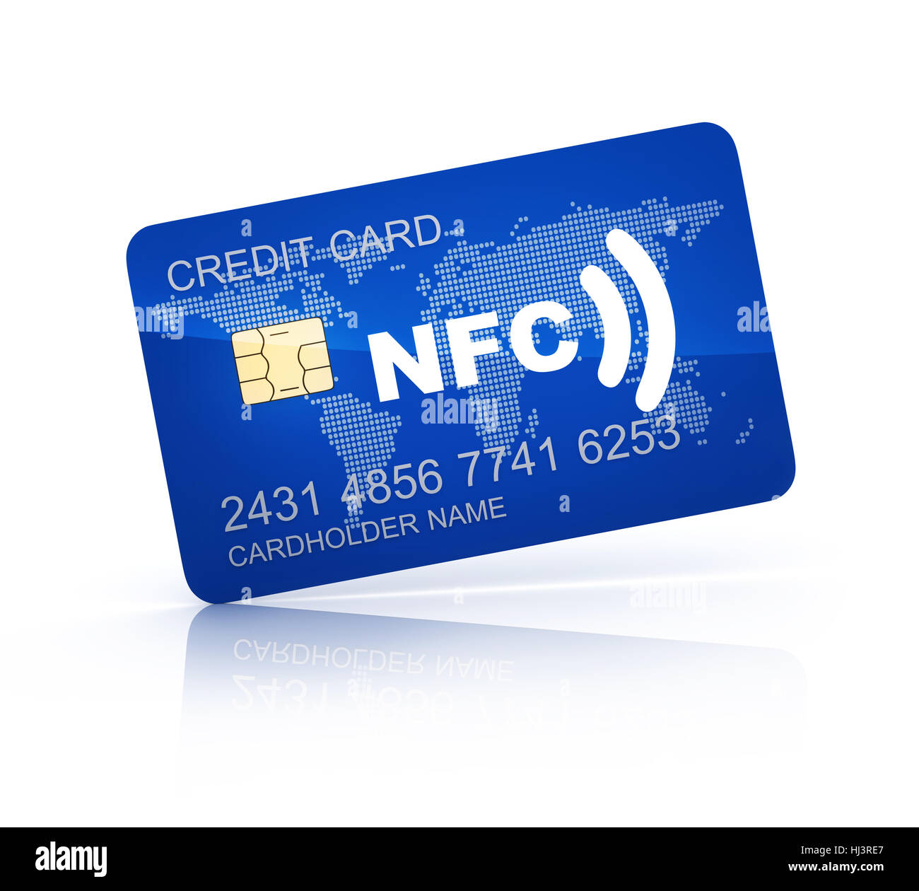 Kreditkarte und Symbol Nahfeldkommunikation (NFC). 3D illustration Stockfoto