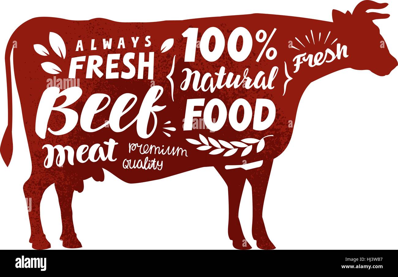 Kuh-Symbol. Fleisch, Rindfleisch-Vektor-illustration Stock Vektor