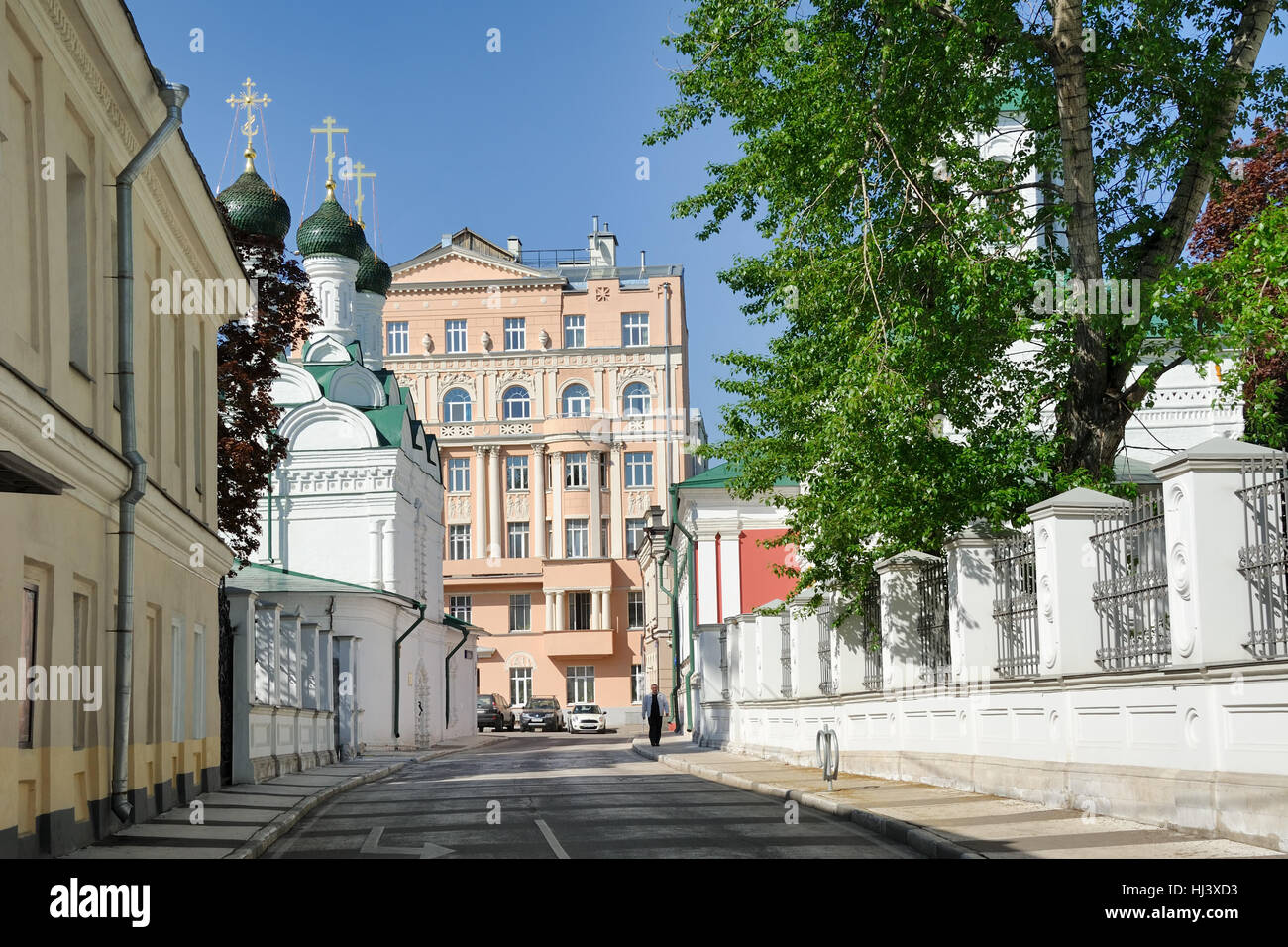 Fuß in der Chernigovsky Lane. Stadtansichten von Moskau, Russland. Stockfoto