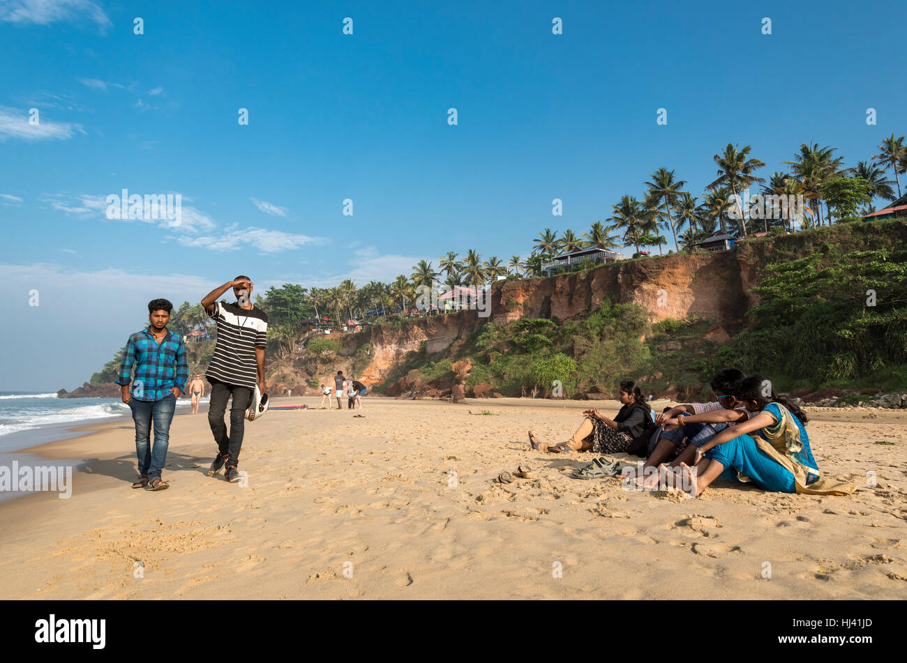 Varkala Papanasham Strand, Indien Stockfoto