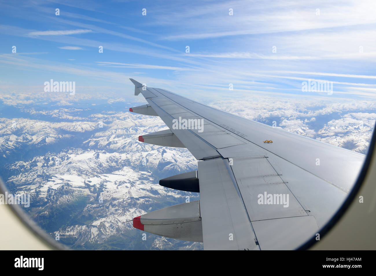 Flugzeugfenster Stockfoto