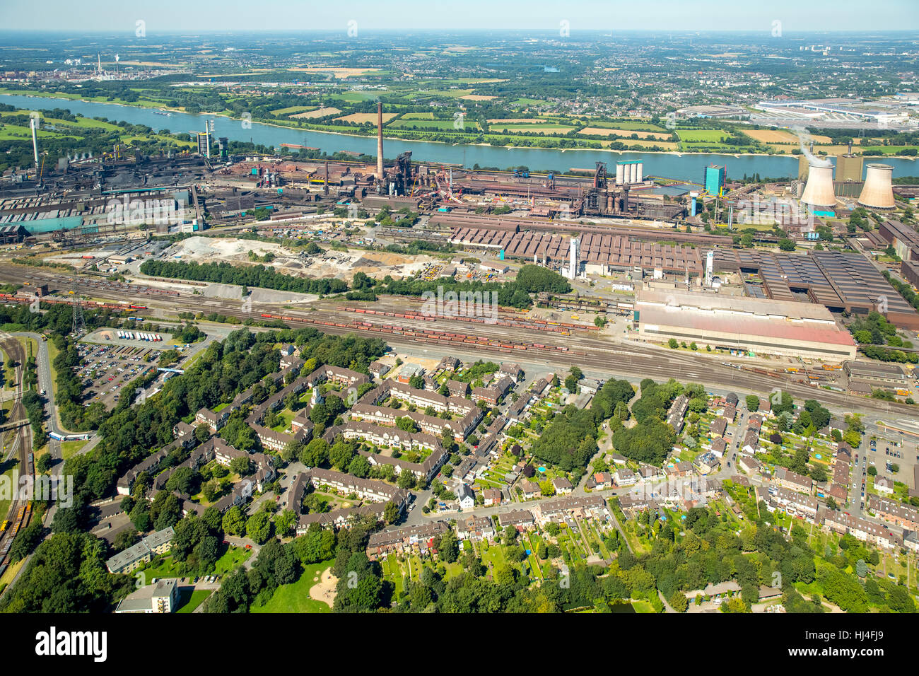 Arbeitnehmer-Wohnsiedlung, Verkokung Pflanzen- und Steel Mill HKM, Hüttenheim auf dem Rhein, Duisburg, Ruhrgebiet Stockfoto