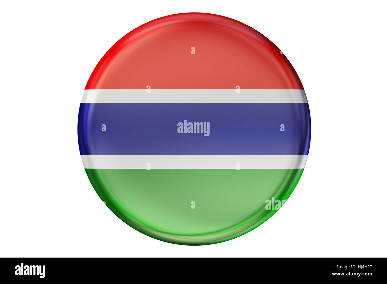 Badge mit Flagge von Gambia, 3D-Rendering isolierten auf weißen Hintergrund Stockfoto