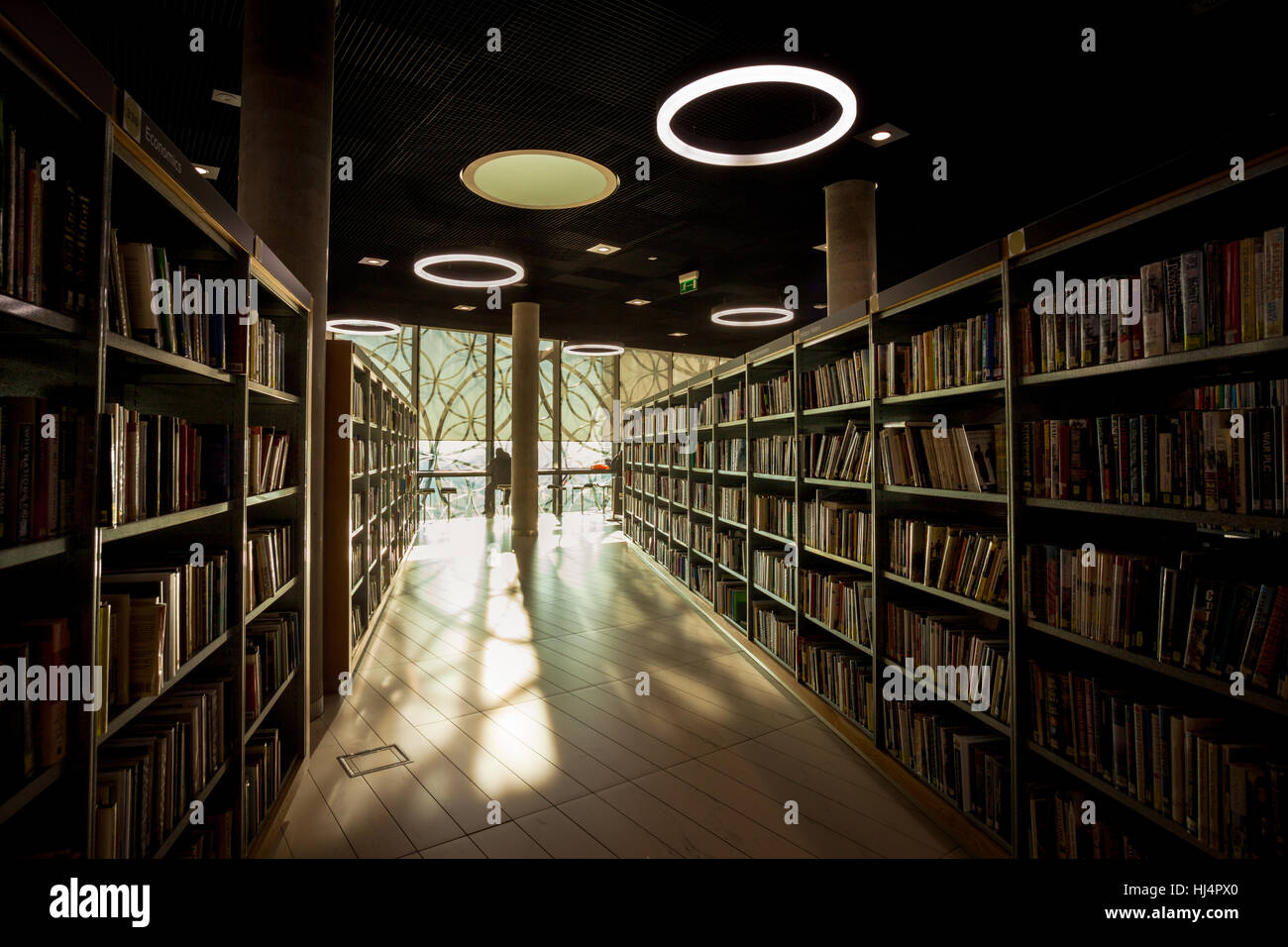Blick auf die Bücherregale in der Bibliothek um Birmingham, England UK Stockfoto