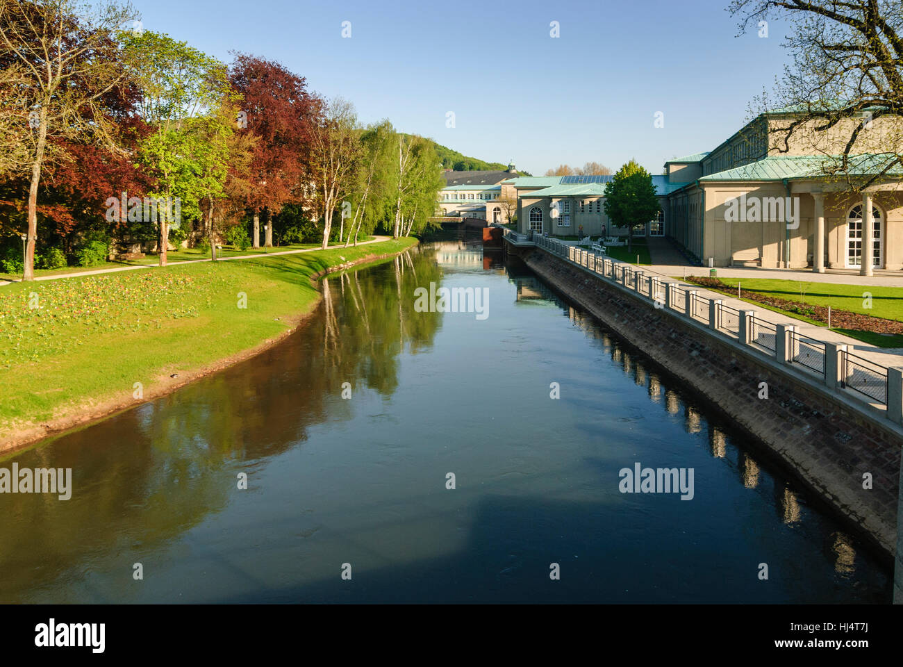 Bad Kissingen: Garten Gärten Kurpark mit einer Veranda, Unterfranken, Unterfranken, Bayern, Bayern, Deutschland Stockfoto