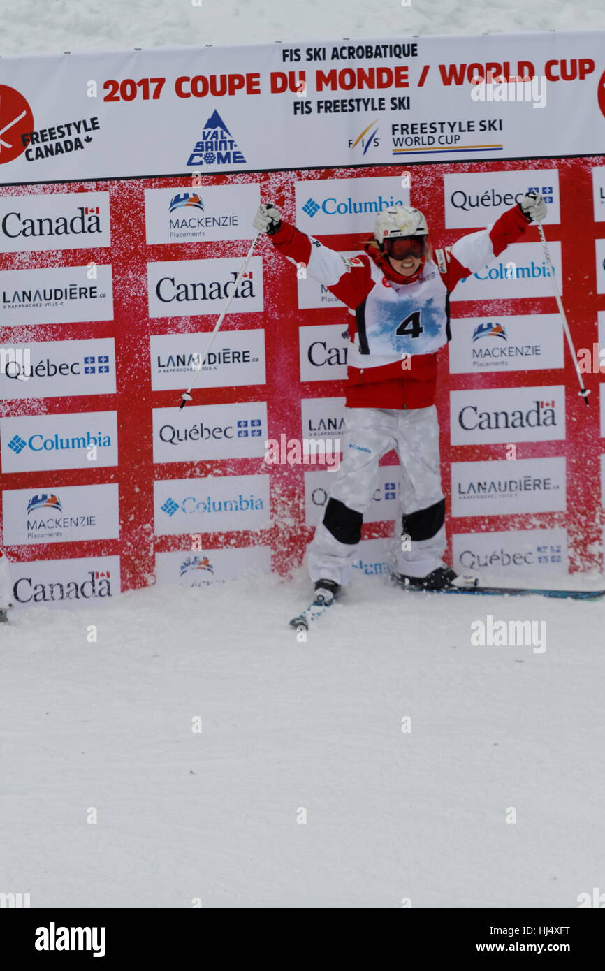 Justine Dufour-Lapinte gewinnt die FIS Freestyle Weltcup Damen Buckelpiste Event im Val Saint-Come, Quebec. 21. Januar 2017 Stockfoto