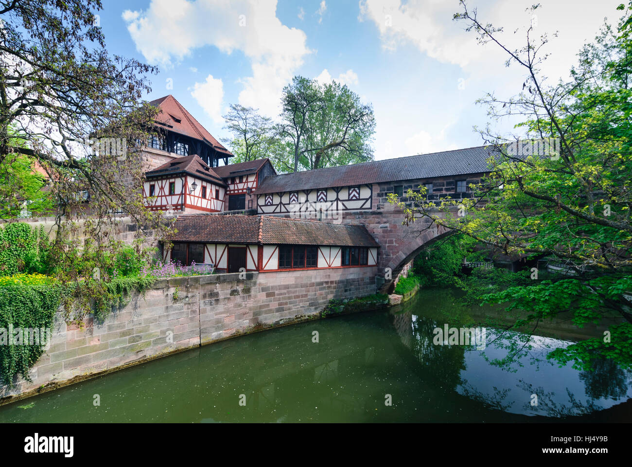 Nürnberg, Nürnberg: alte Twon, Stadt Tor Kasemattentor am Fluss Pegnitz, Mittelfranken, Mittelfranken, Bayern, Bayern, Deutschland Stockfoto