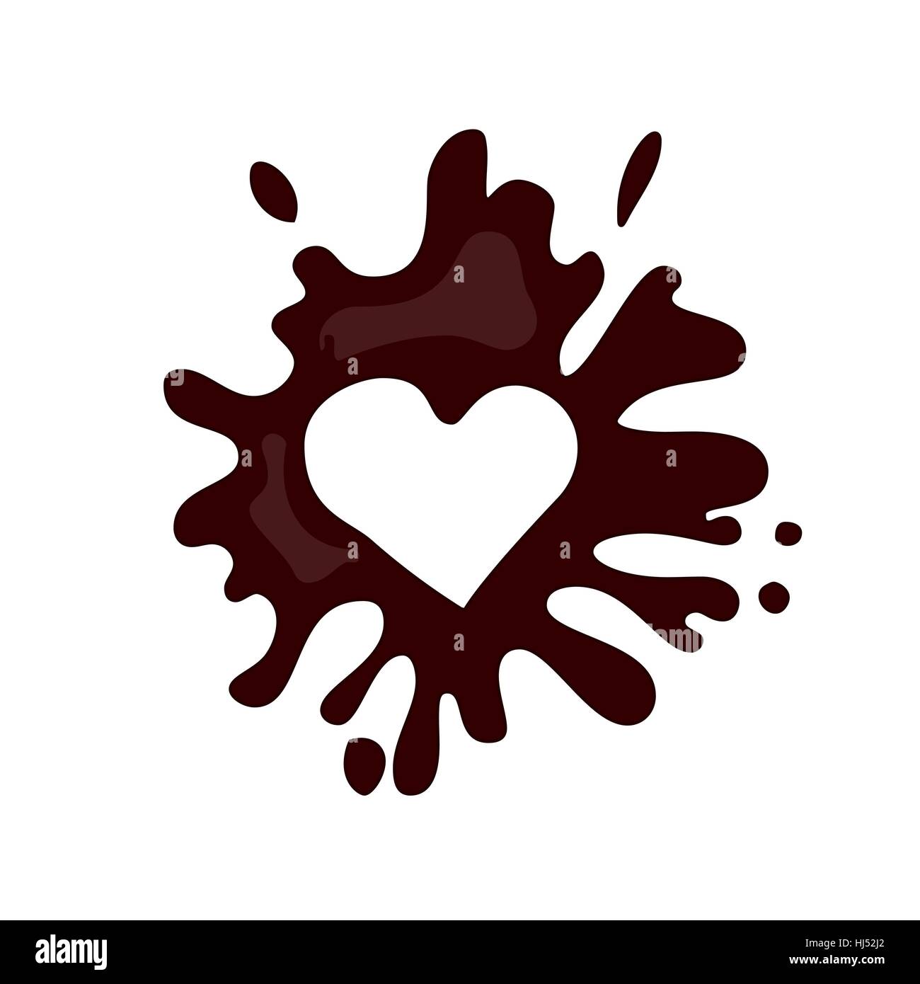 Realistische heißen Schokoladen Herz splash Stock Vektor