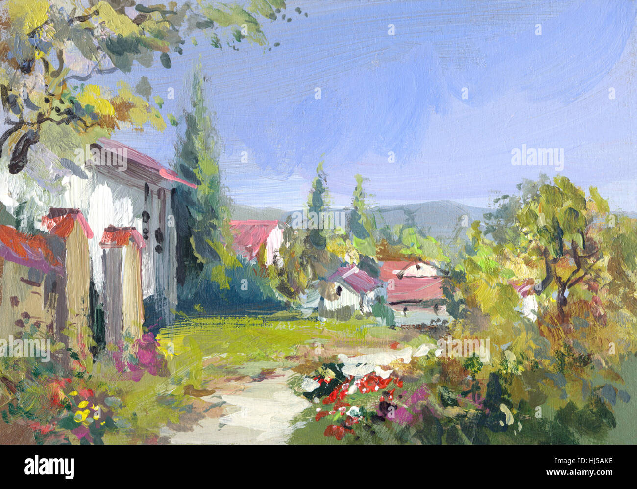 Landschaft-Malerei-Skizze Stockfoto