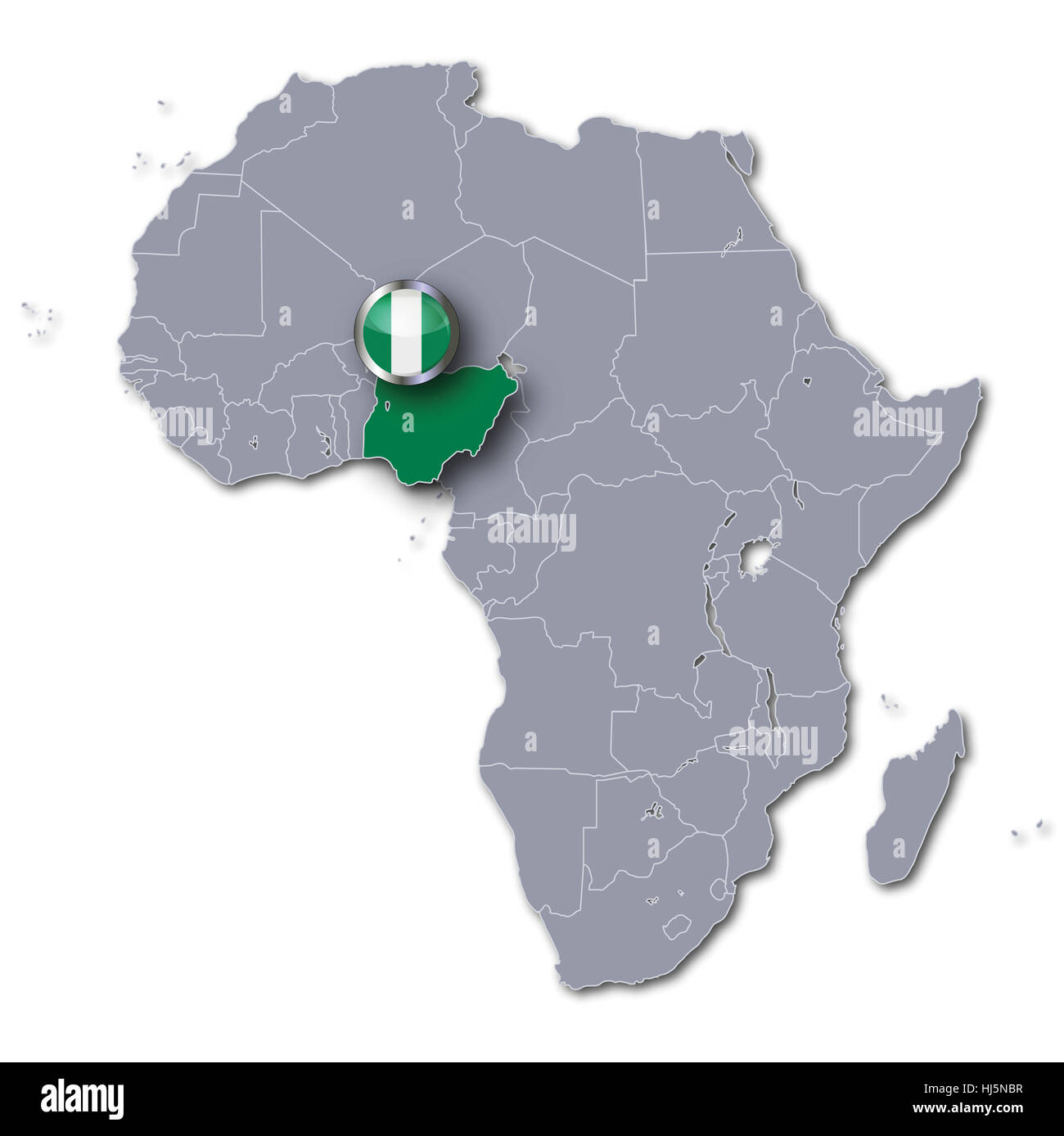 Schaltfläche Nigeria Stockfoto