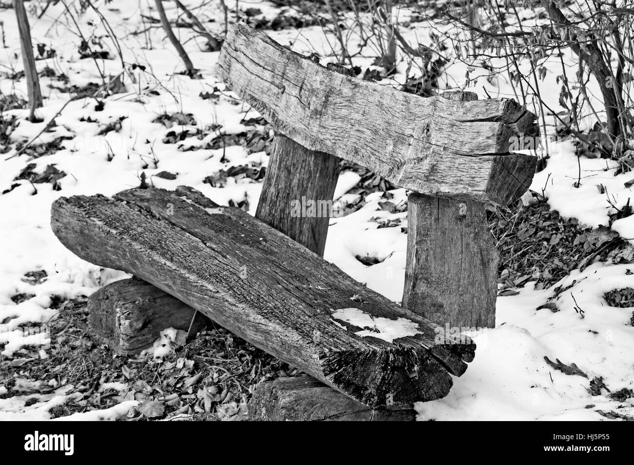 Parkbank im winter Stockfoto