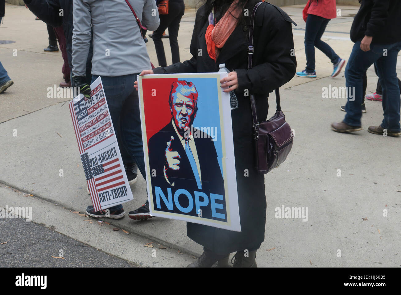Washington DC, USA. 21. Januar 2017. Frauen Demonstration gegen die Trump-Agenda in Washington DC am 21. Januar 2017. Bildnachweis: Clare Coe/Alamy Live-Nachrichten Stockfoto