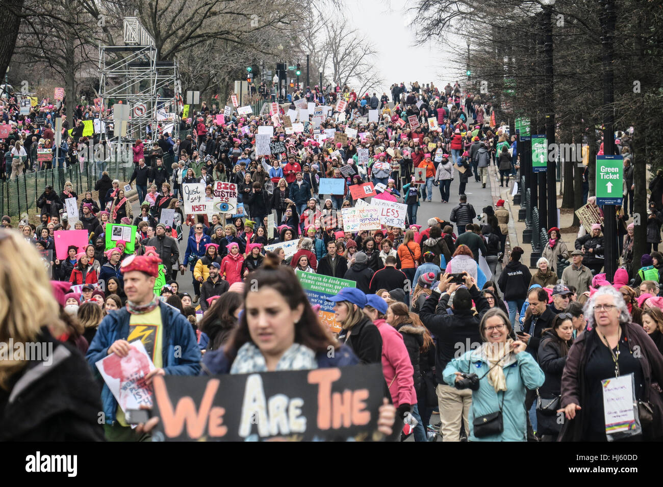 Frauen März Demonstranten in Washington, D.C. am 21. Januar 2017 Stockfoto