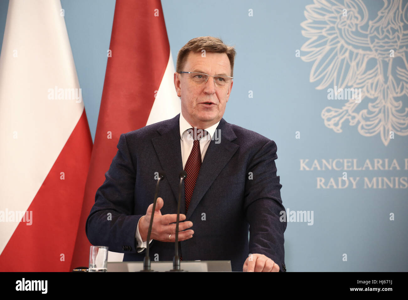 Warschau, Polen. 26. Januar 2017. Grundierung Beata Szydlo statt gemeinsame Pressekonferenz mit lettischen Ministerpräsidenten Maris Kucinskis. Bildnachweis: Jake Ratz/Alamy Live-Nachrichten Stockfoto