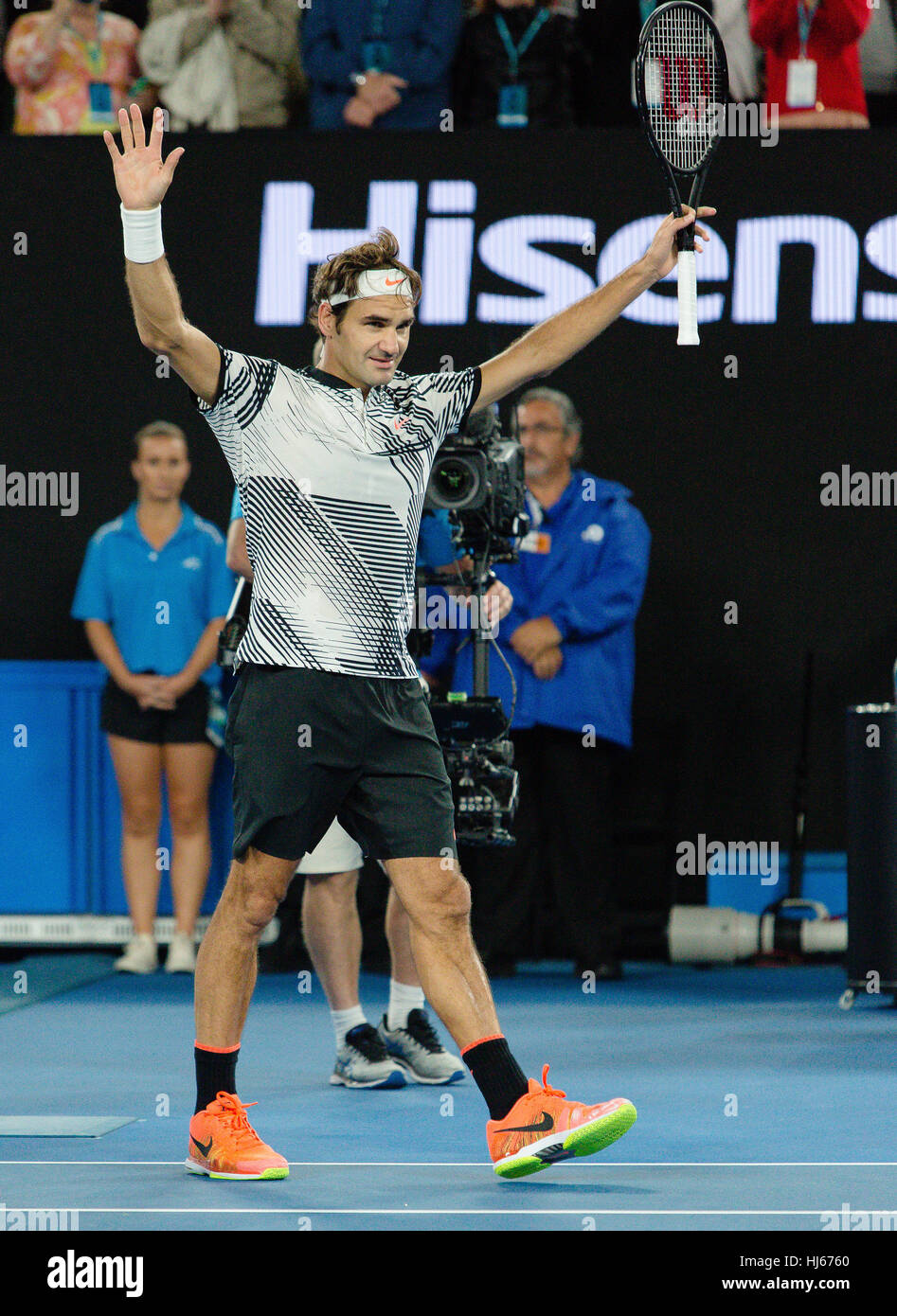 Melbourne, Australien. 26. Januar 2017: Roger Federer der Schweiz machte seine 6. Finale bei den Australian Open 2017 im Melbourne Park in Melbourne, Australien. Bildnachweis: Frank Molter/Alamy Live-Nachrichten Stockfoto