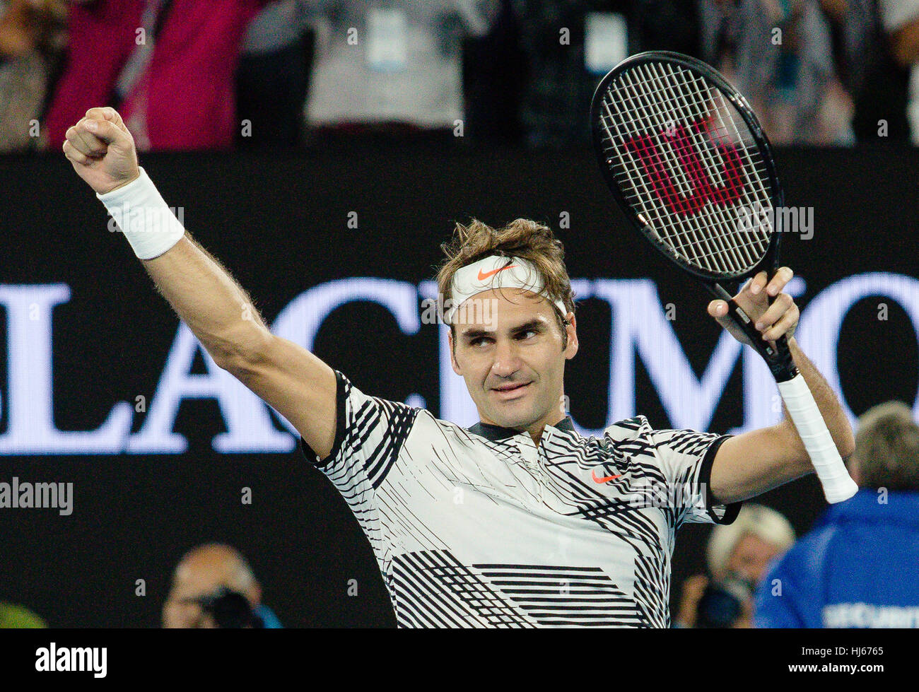 Melbourne, Australien. 26. Januar 2017: Roger Federer der Schweiz machte seine 6. Finale bei den Australian Open 2017 im Melbourne Park in Melbourne, Australien. Bildnachweis: Frank Molter/Alamy Live-Nachrichten Stockfoto