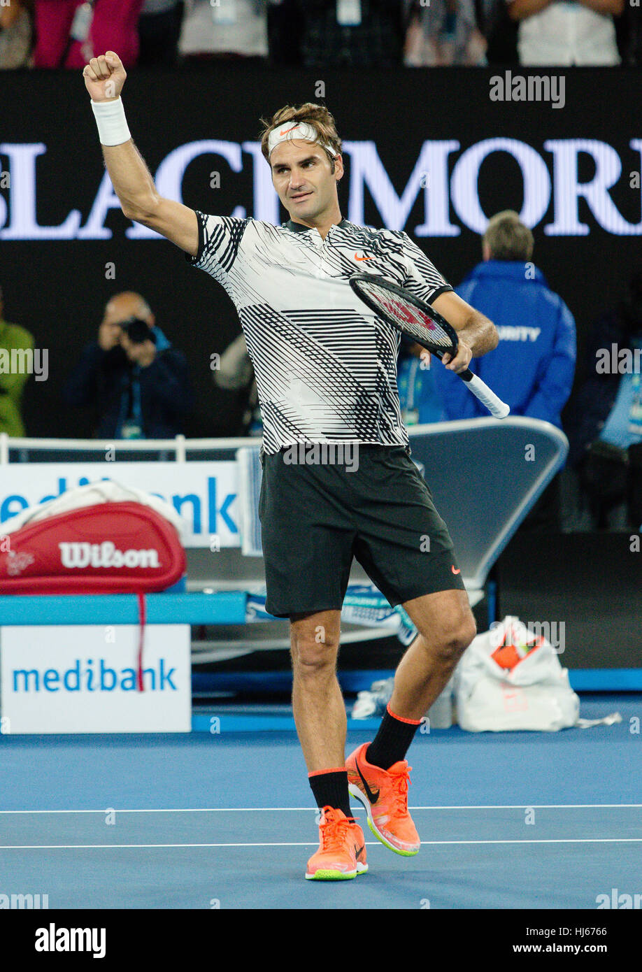 Melbourne, Australien. 26. Januar 2017: Roger Federer der Schweiz machte seine 6. Finale bei den Australian Open 2017 im Melbourne Park in Melbourne, Australien. Bildnachweis: Frank Molter/Alamy Live-Nachrichten Stockfoto