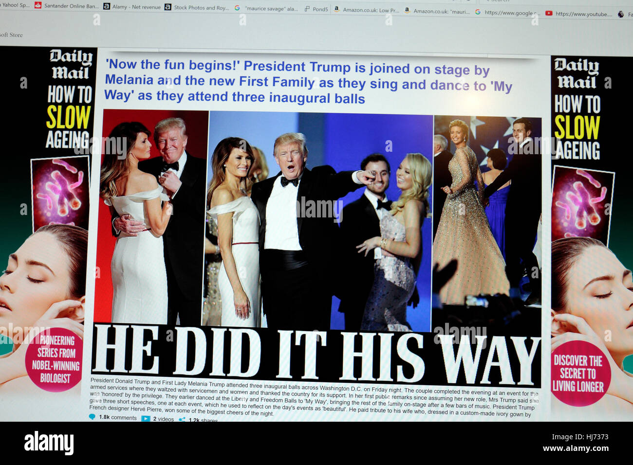 Online mit der Amtseinführung von US-Präsident Donald Trump am Freitag, 20. Januar 2017 [Bearbeiten] Stockfoto