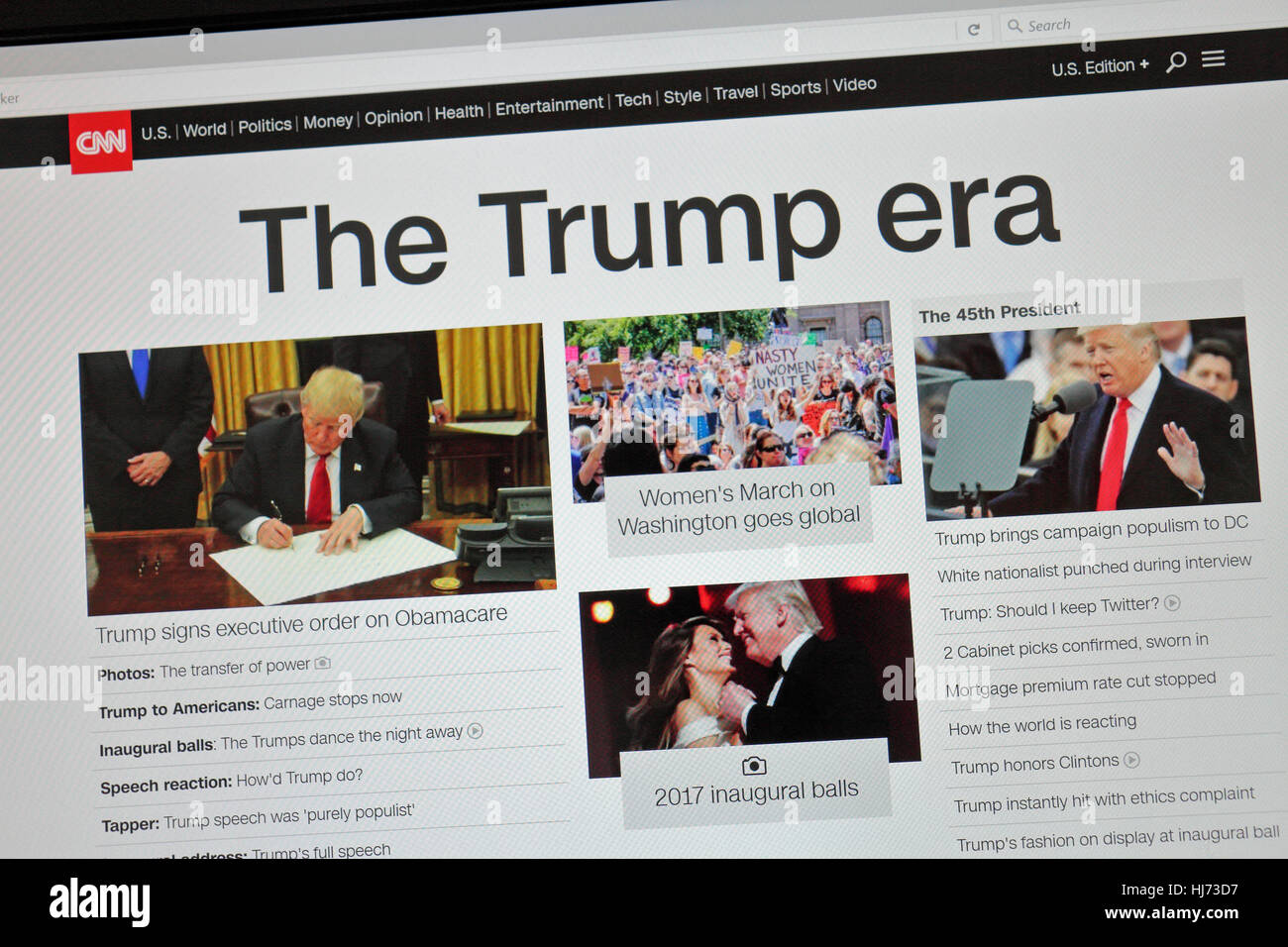 Online mit der Amtseinführung von US-Präsident Donald Trump am Freitag, 20. Januar 2017 [Bearbeiten] Stockfoto