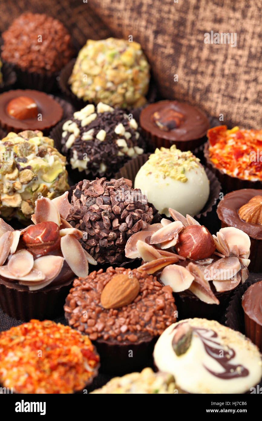 Hintergrundbild des köstlichen handgemachten Schokoladen Textur. Stockfoto