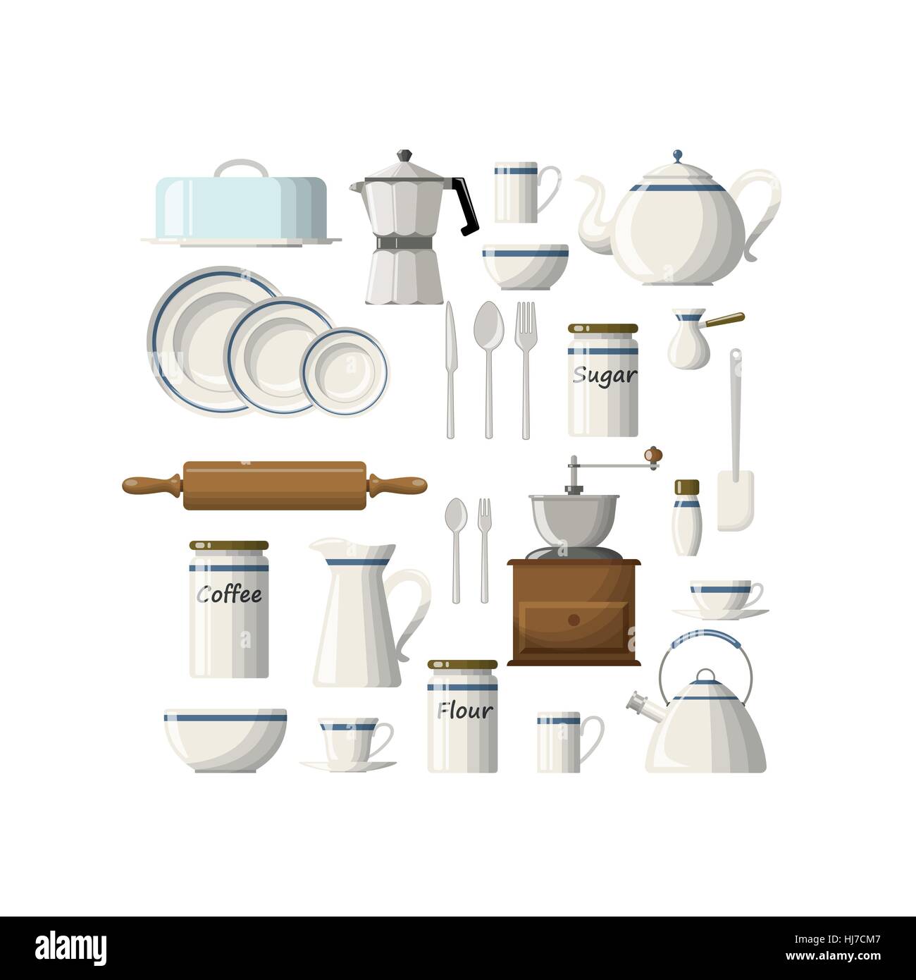 Satz von Küchenutensilien Stock Vektor