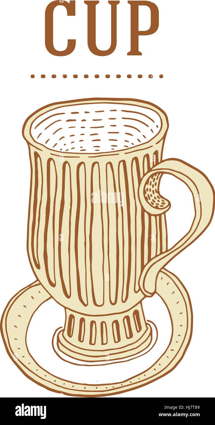 Abbildung einer Tasse im Vintage Farbe Stil Stock Vektor