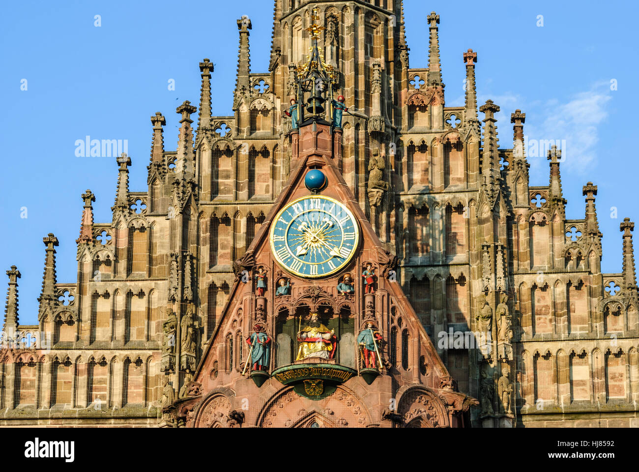 Nürnberg, Nürnberg: Altstadt; Zentralmarkt; Frauenkirche (Liebfrauenkirche); Kunst-Uhr mit der"kleine Mann", Mittelfranken, mittlere Fra Stockfoto