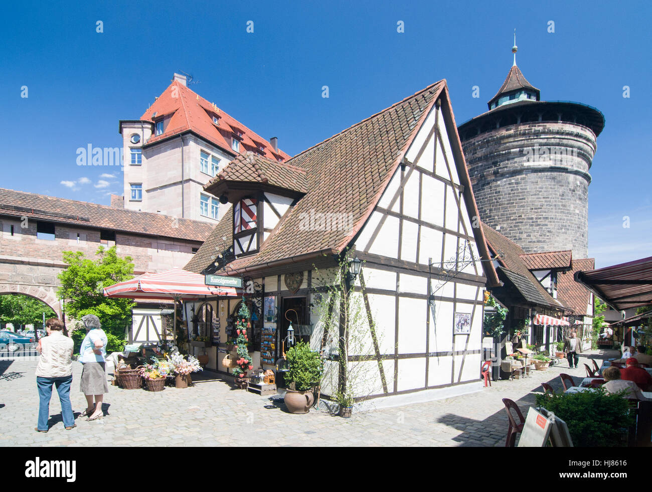 Nürnberg, Nürnberg: Altstadt; Royal Torturm und Kunsthandwerk Hof, Mittelfranken, Mittelfranken, Bayern, Bayern, Deutschland Stockfoto