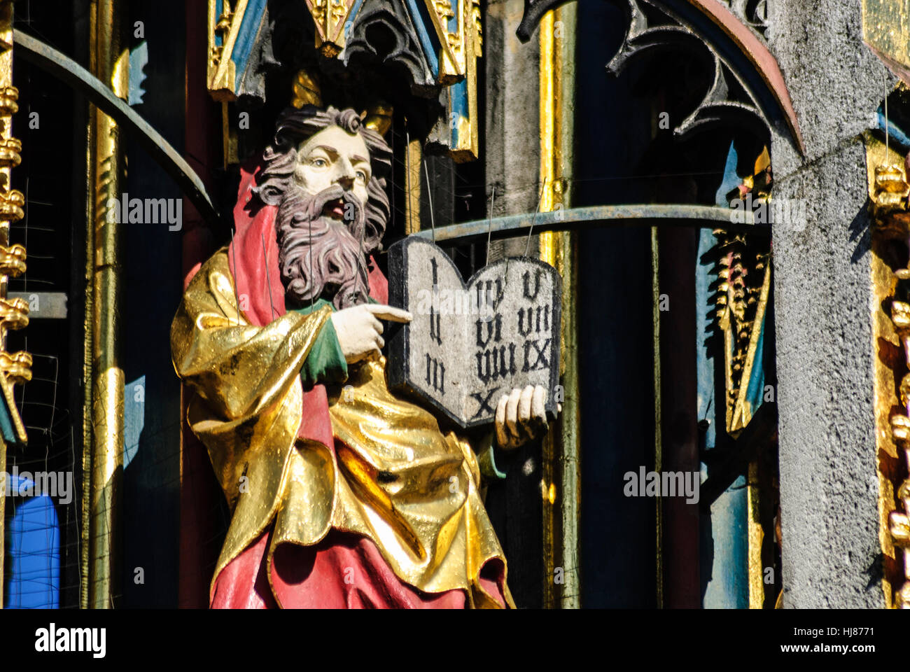 Nürnberg, Nürnberg: Altstadt; Hauptmarkt; Schöner Brunnen, Mittelfranken, Mittelfranken, Bayern, Bayern, Deutschland Stockfoto