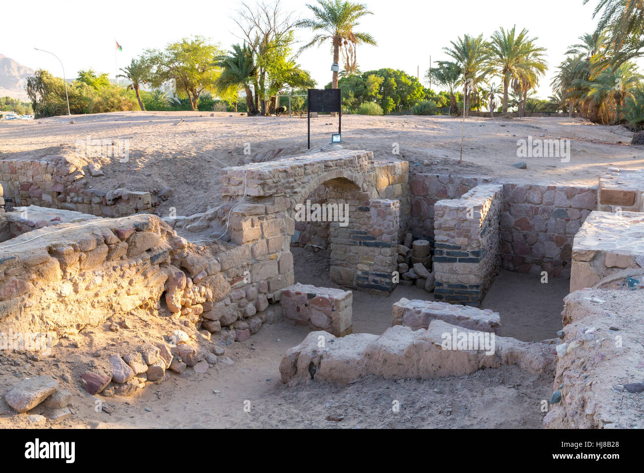 Ausgrabung der mittelalterlichen islamischen Stadt Ayla, Aqaba, Jordanien Stockfoto