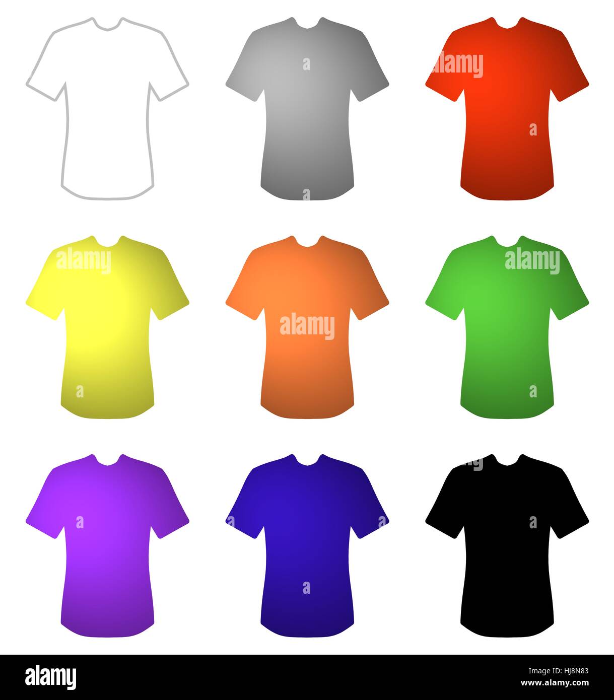 9 bunte t-shirts Stockfoto