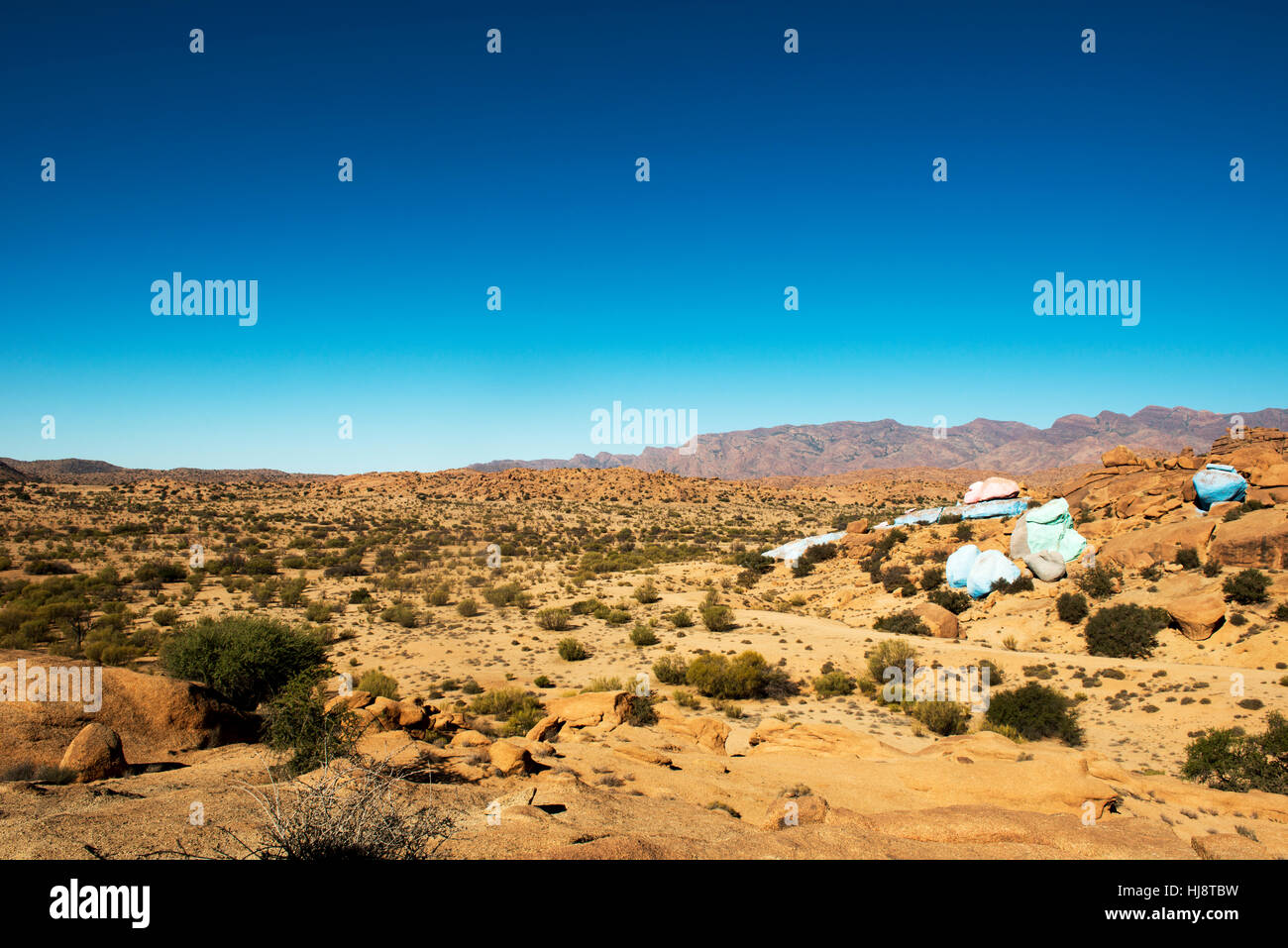 Gemalte Felsen, Tafraoute, Marokko Stockfoto