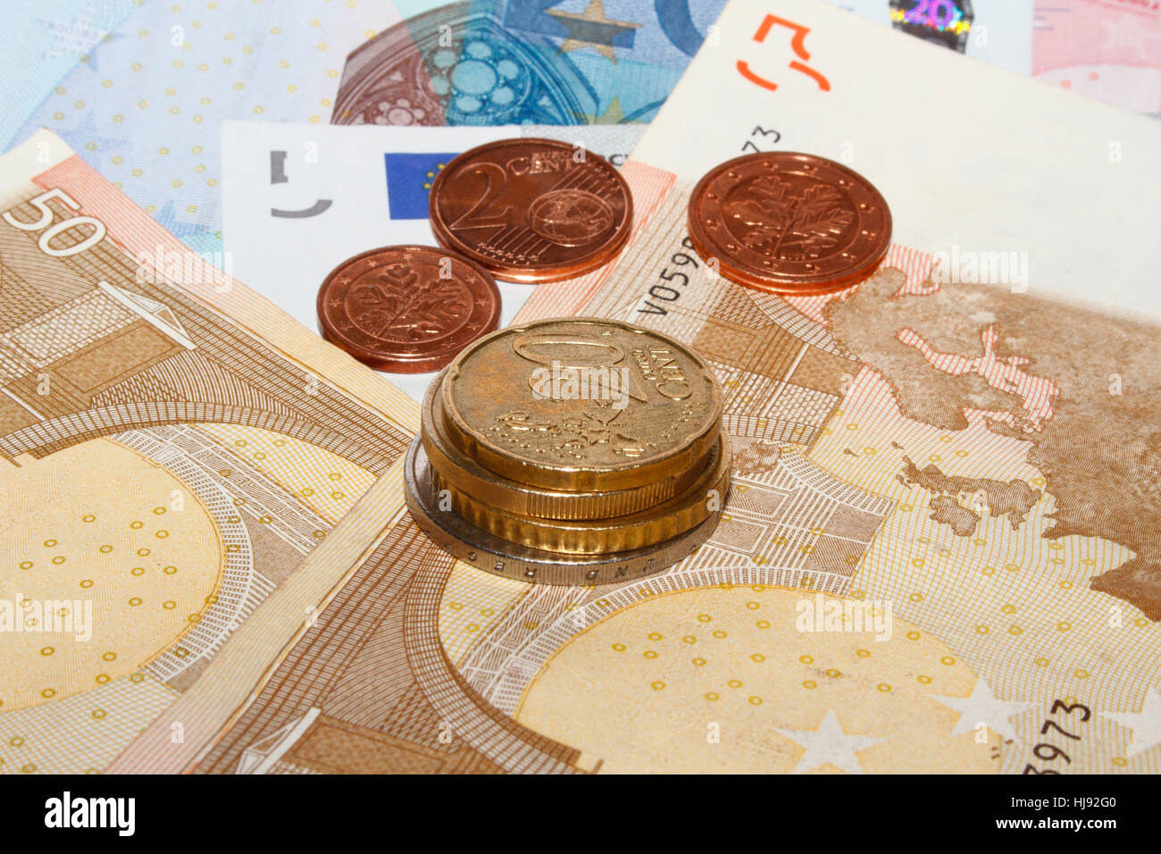 Euro, Währung, Münze, Geldschein, Euro-Währung, Geld, Finanzen, Europa, Cent, Stockfoto