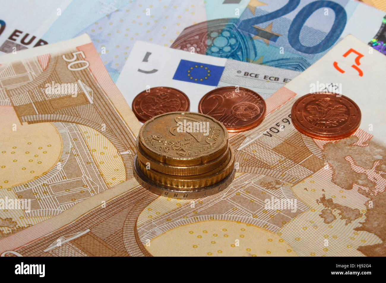 Euro, Währung, Münze, Geldschein, Euro-Währung, Geld, Finanzen, Europa, Cent, Stockfoto