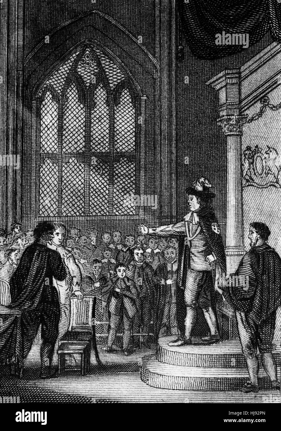 Nach seiner Nachfolge im Jahre 1626 konnte König Charles I (1600 – 1649) an das göttliche Recht der Könige geglaubt und dachte er nach seinem eigenen Gewissen regieren. Dies führte ihn zu Streit mit dem Parlament von England, die sein königliches Vorrecht, einen Ausblick zu bändigen, die Charles als verräterisch sein wollte. Stockfoto