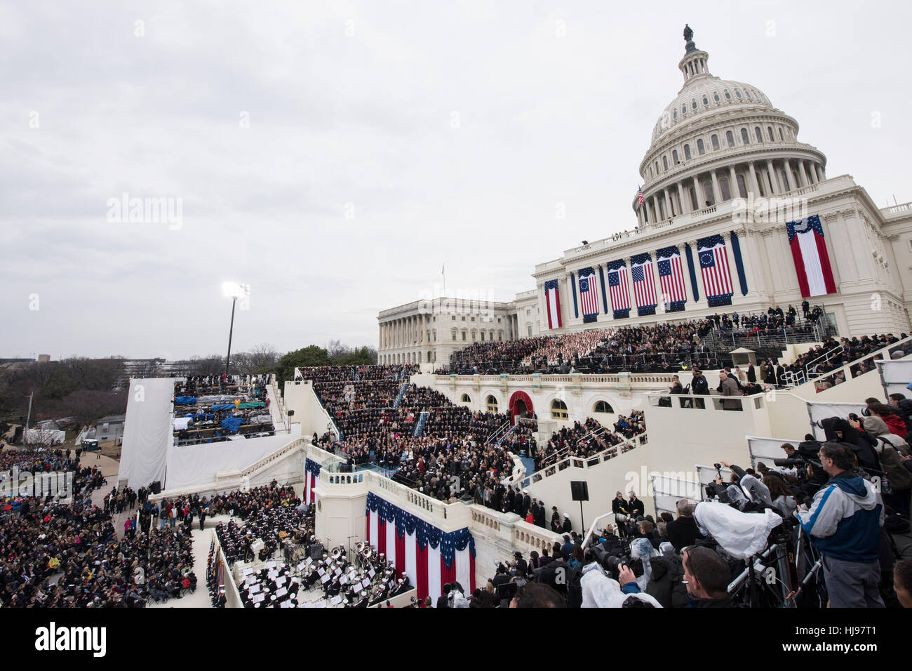 Präsident Donald Trump liefert seine erste Adresse nachdem er geschworen-in der 45. Präsident auf dem Capitol Hill 20. Januar 2017 in Washington, DC. Stockfoto