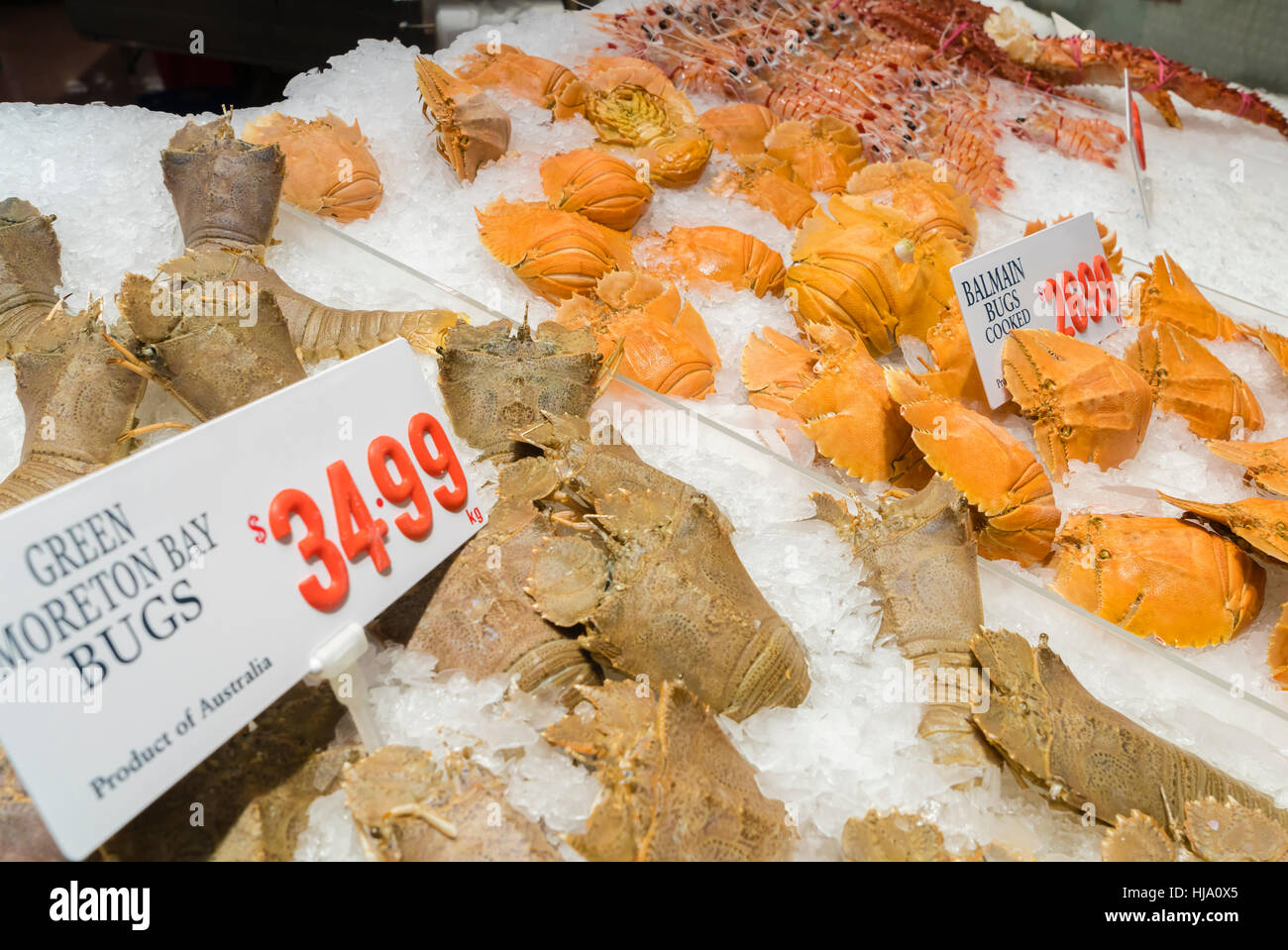 Hummer in einem Fischmarkt Stockfoto
