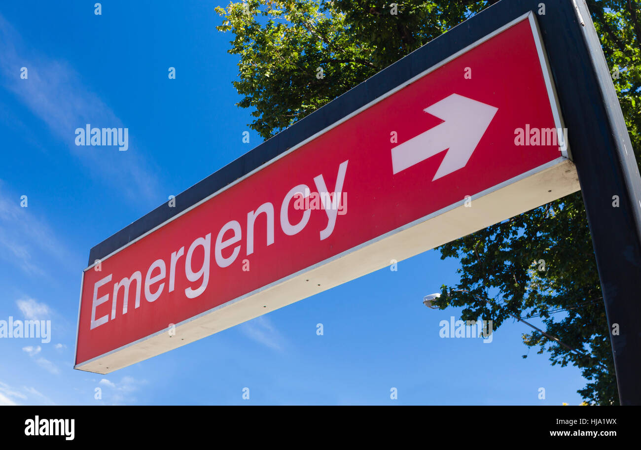 Rettungszeichen eines Krankenhauses Stockfoto