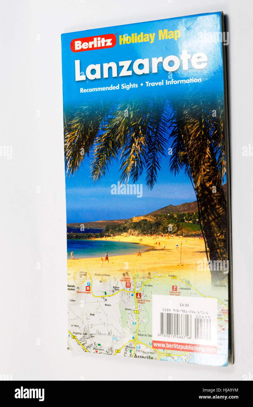 Touristenkarte der Insel Lanzarote. Stockfoto