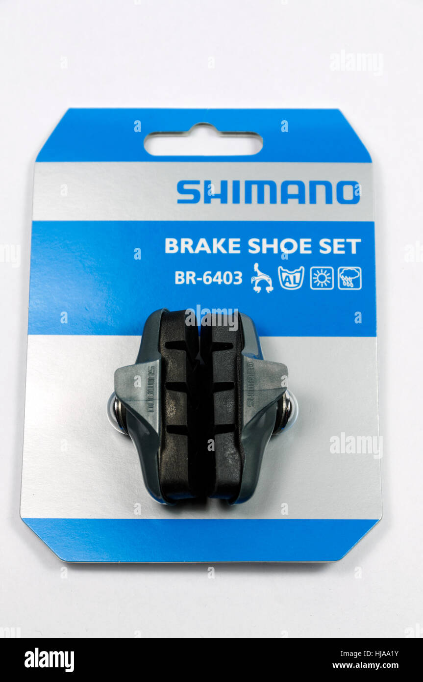 Shimano Bremsschuh Satz. Stockfoto