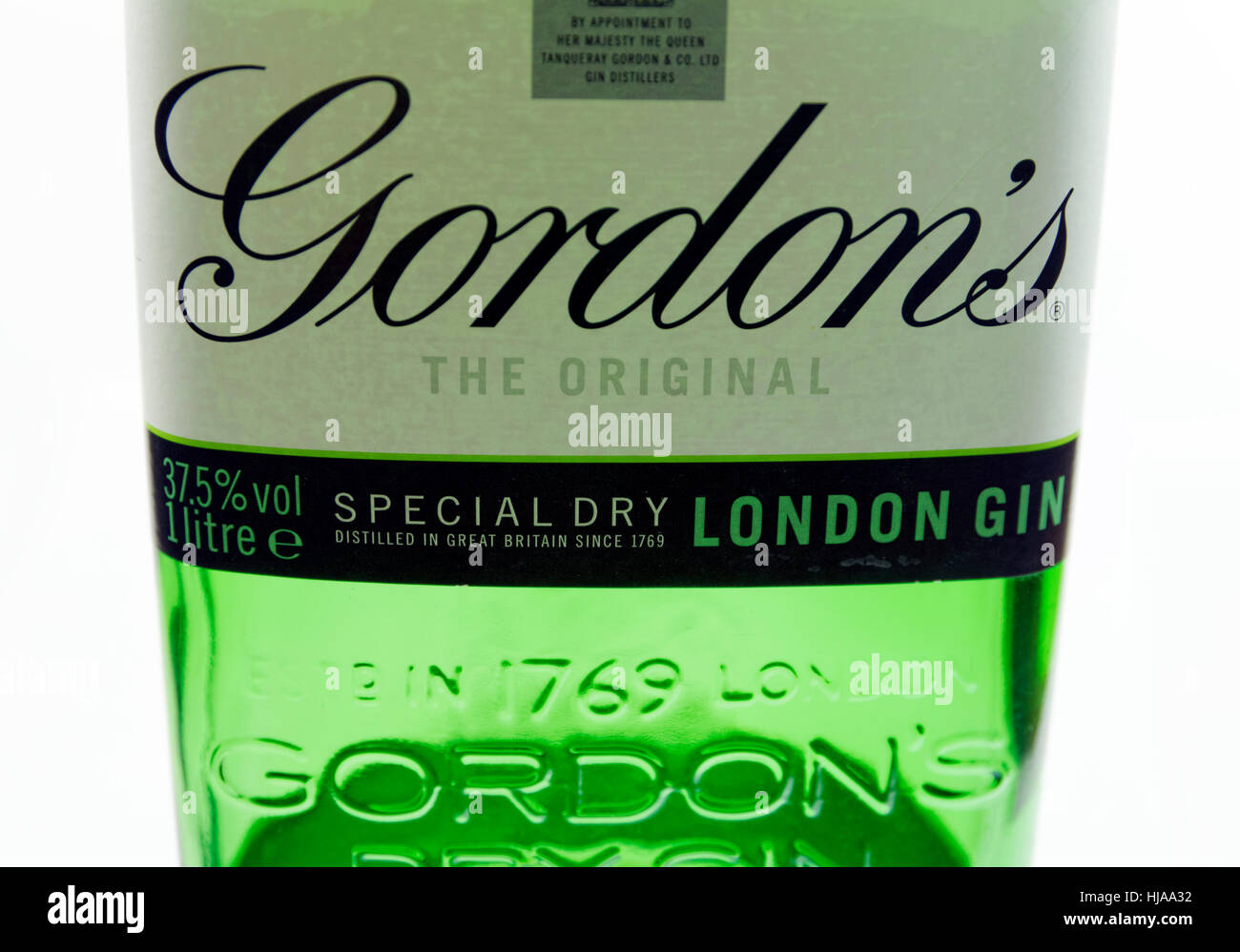 Gordons Gin Flasche Stockfoto