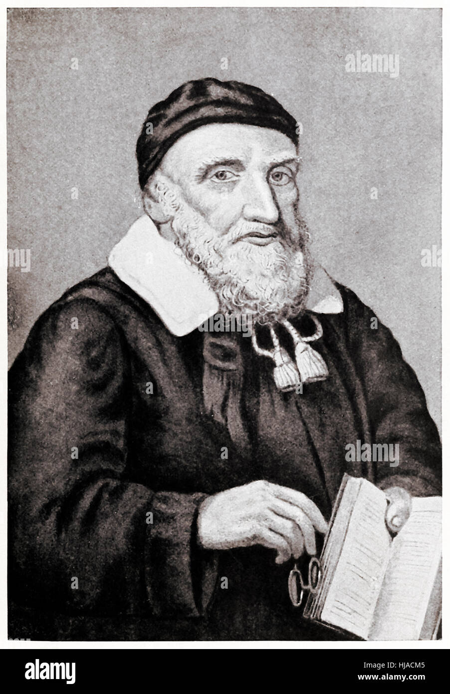 Reverend Richard Mather (1596 – 1669) zuerst in einer Reihe von Neu-England Puritaner geistliche und Führer der New England Congregationalism "Bay Psalm Book" Co-Autor veröffentlichte im Jahre 1640. Stockfoto