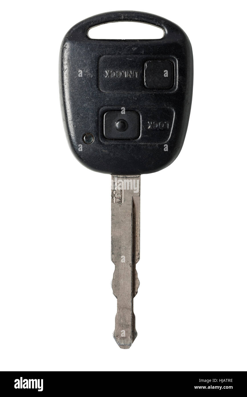 Ein Autoschlüssel auf weißem Hintergrund Stockfoto