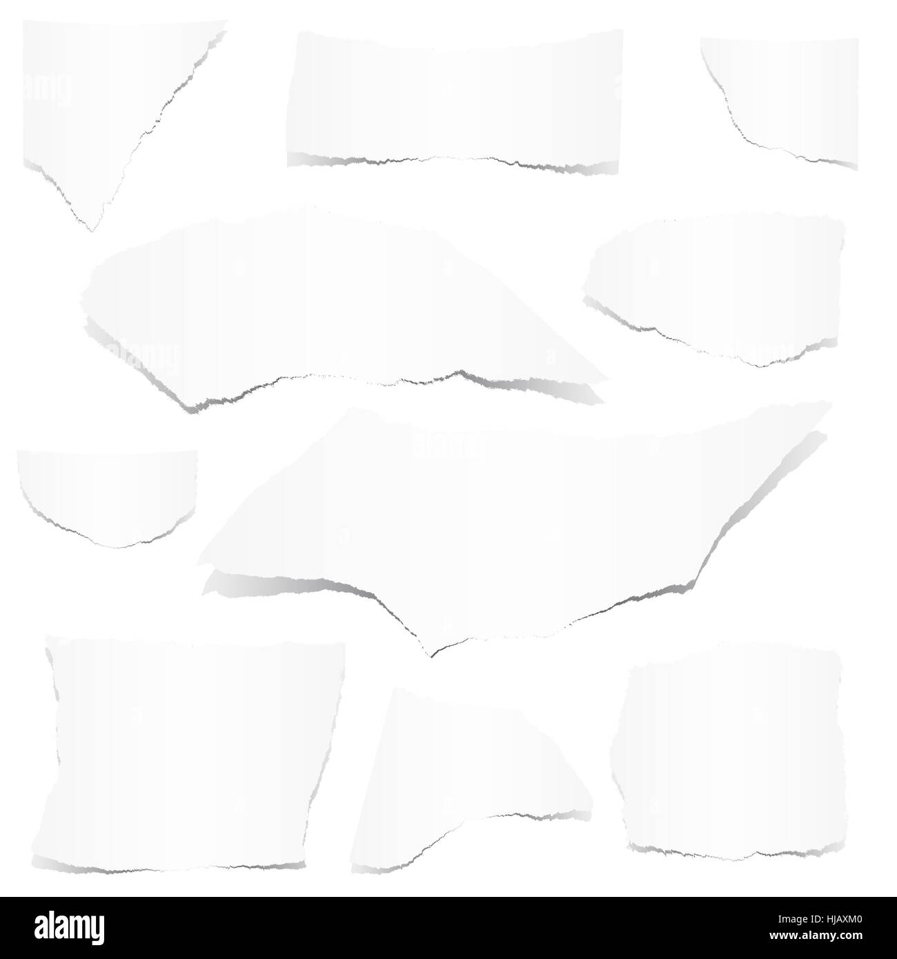 Sammlung - weiße Papierfetzen Stockfoto