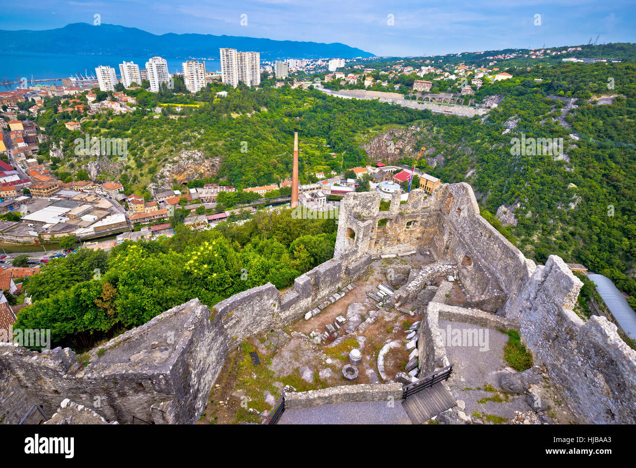 Stadt Rijeka Ansicht von Trsat alte Ruinen der Stadt, Kvarner Bucht Kroatien Stockfoto