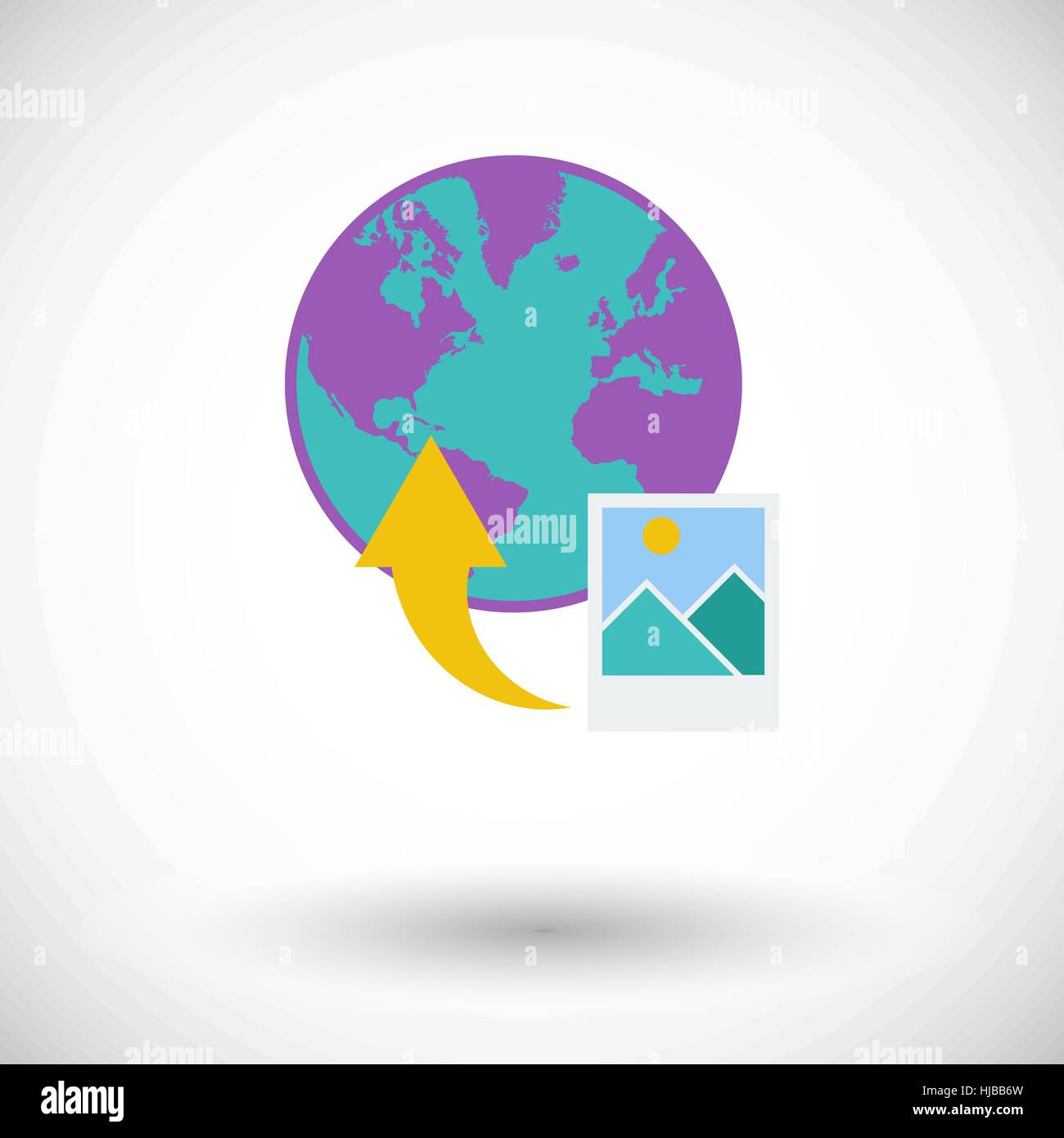 Hochladen Sie Foto. Einzelne flache Symbol auf weißem Hintergrund. Vektor-Illustration. Stock Vektor