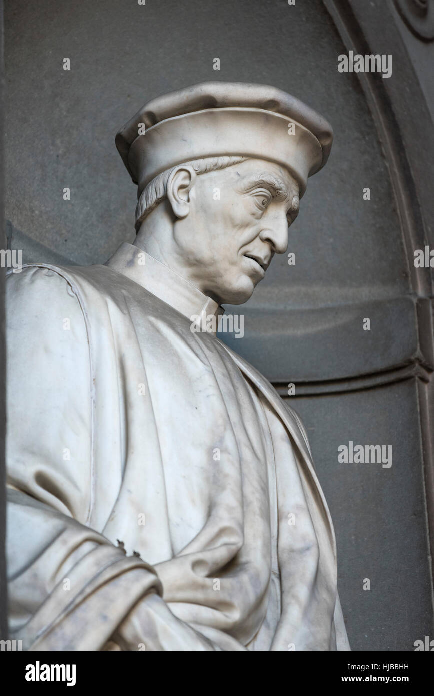 Florenz. Italien. Statue von Cosimo de' Medici (1389-1464), Galerie der Uffizien. Stockfoto